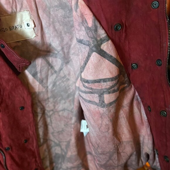 $1798 GIORGIO BRATO Red Leather Motorcycle Jacket in sz.52 (US M) - Picture 4 of 10